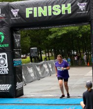 Diane crossing the finish line. 